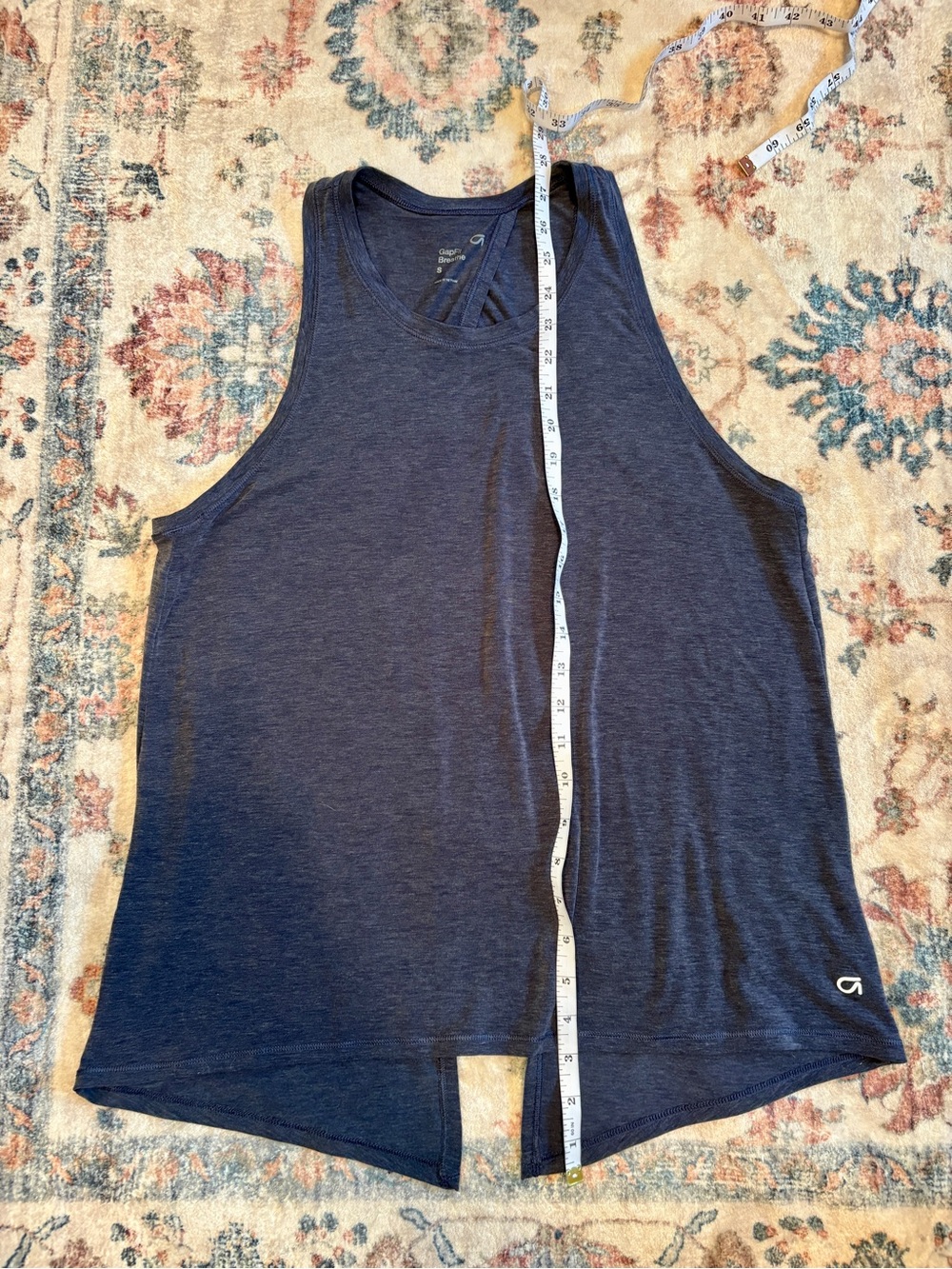 GAP Fir Breathe Scoop Neck Tank Top with Open Tie Back- Navy Blue